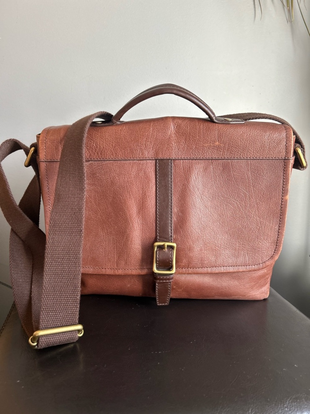 Fossil Classic Brown ‘Evan Commuter’ Leather Messenger Bag